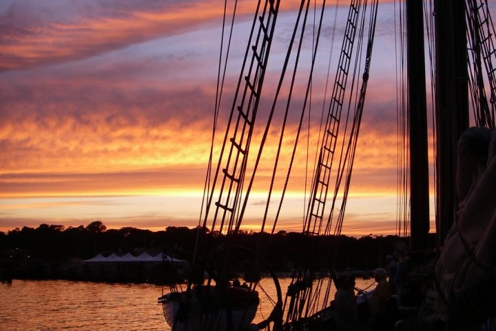 a sunset over a body of water